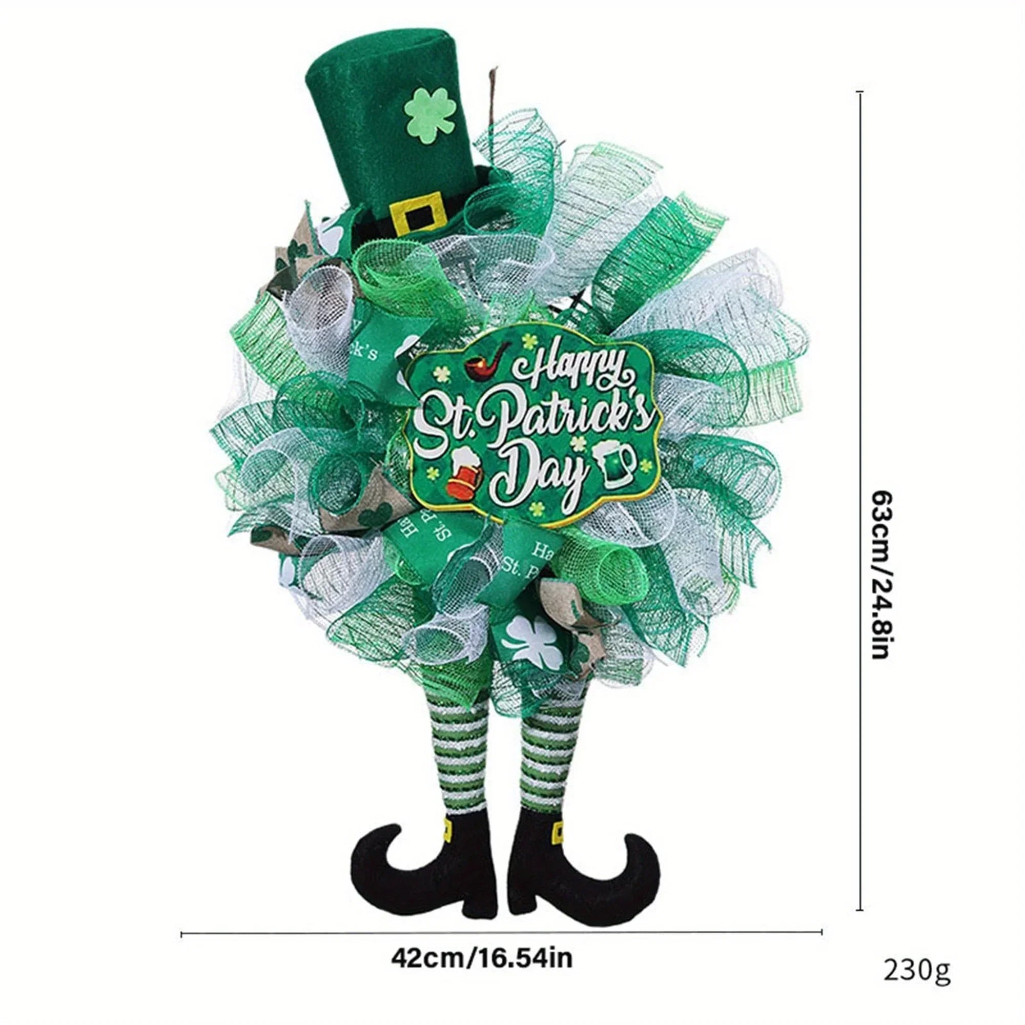 Wreath - Irish Green Mesh Ribbon