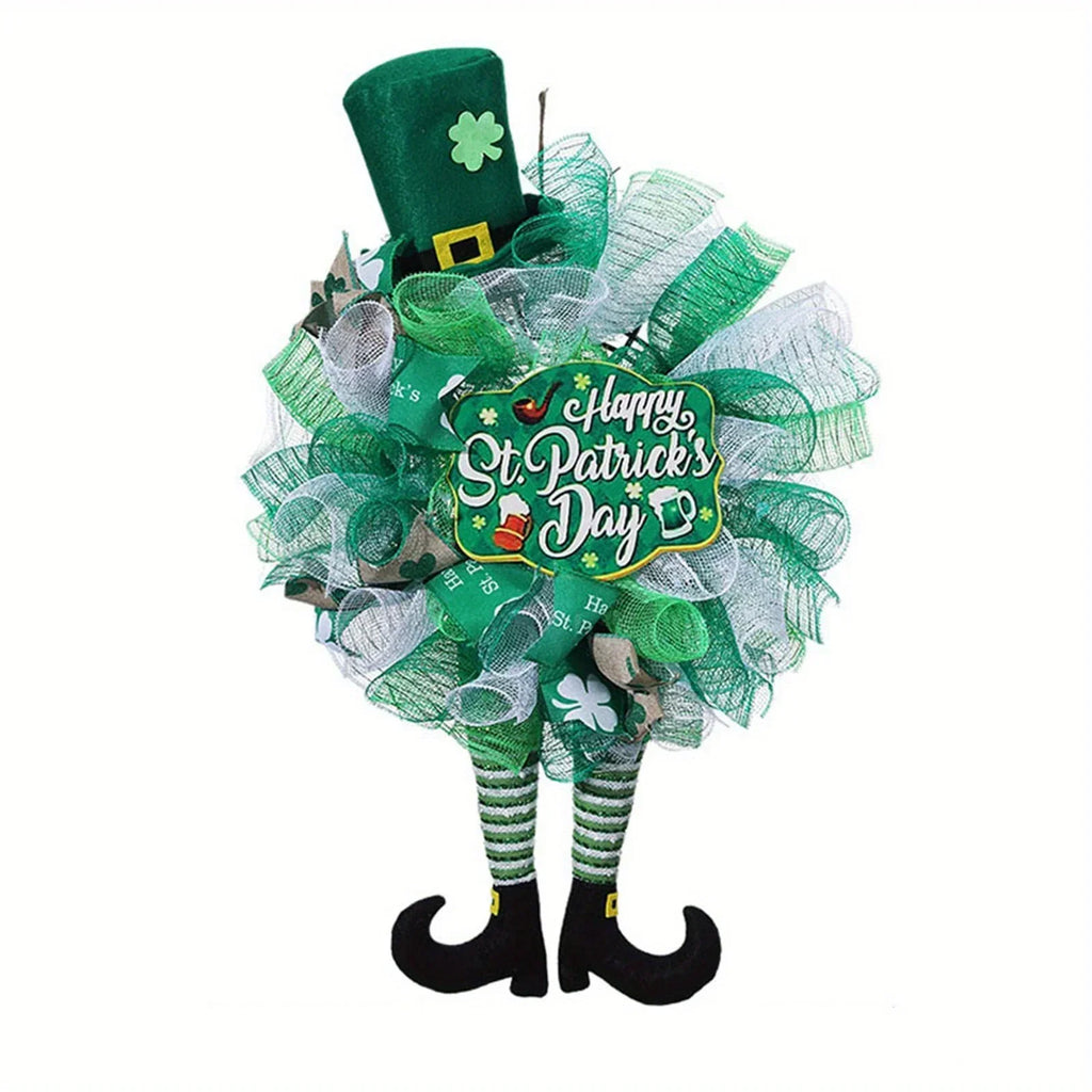 Wreath - Irish Green Mesh Ribbon