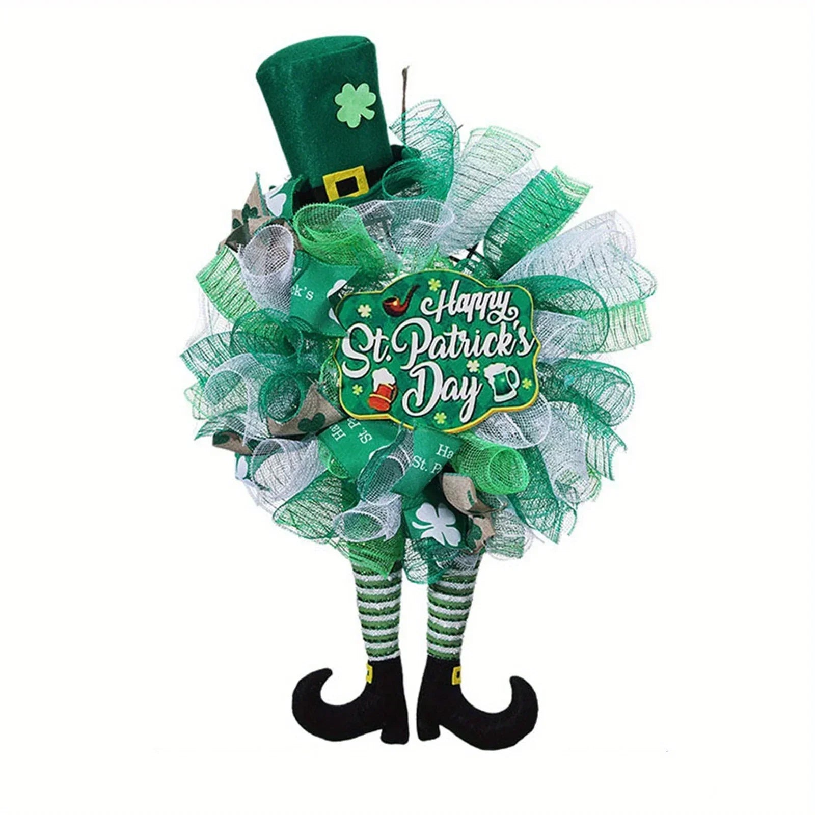 Wreath - Irish Green Mesh Ribbon
