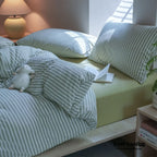 Wren Fresh Striped Jersey Knit Bedding Set / Green Ever Lasting
