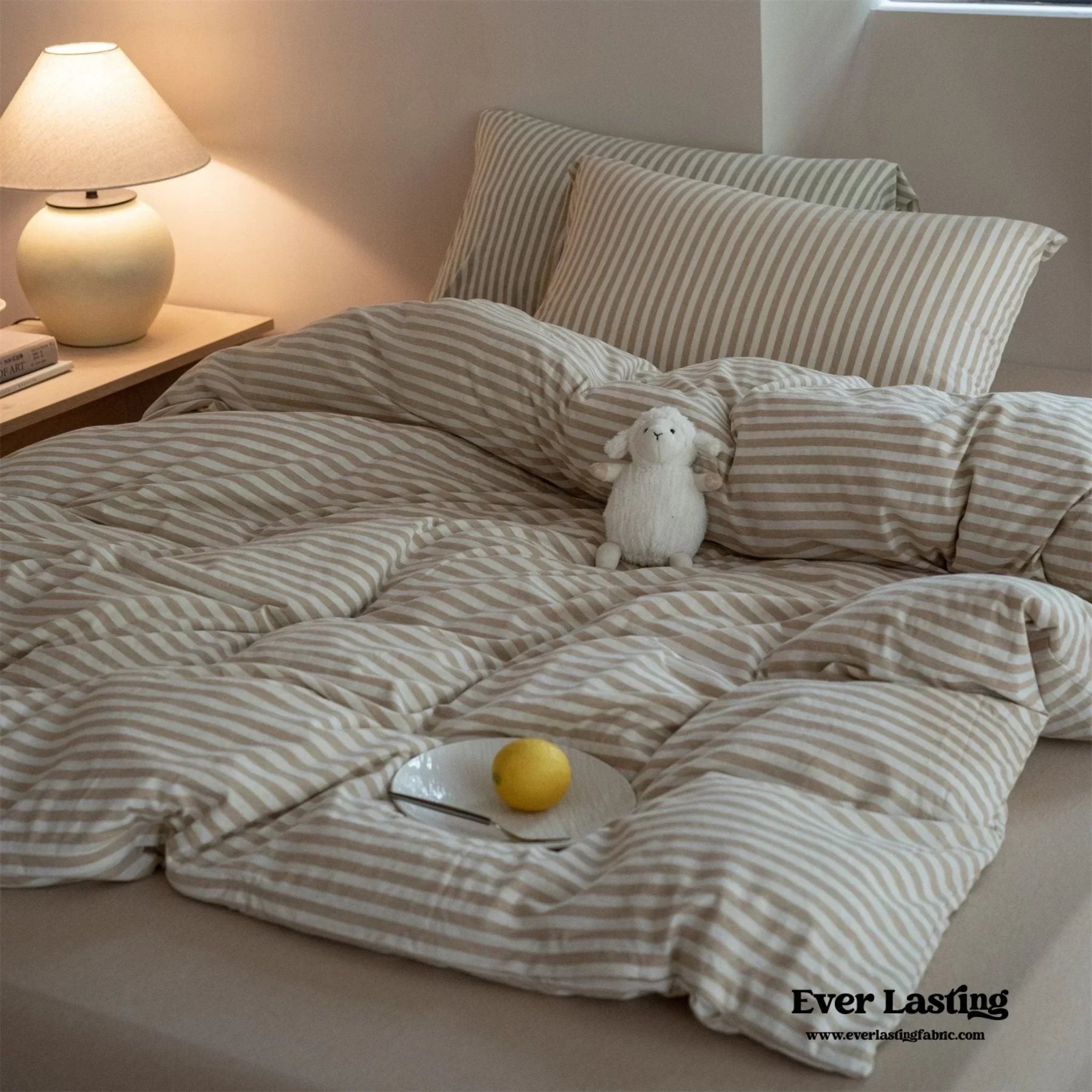 Wren Fresh Striped Jersey Knit Bedding Set / Green Ever Lasting