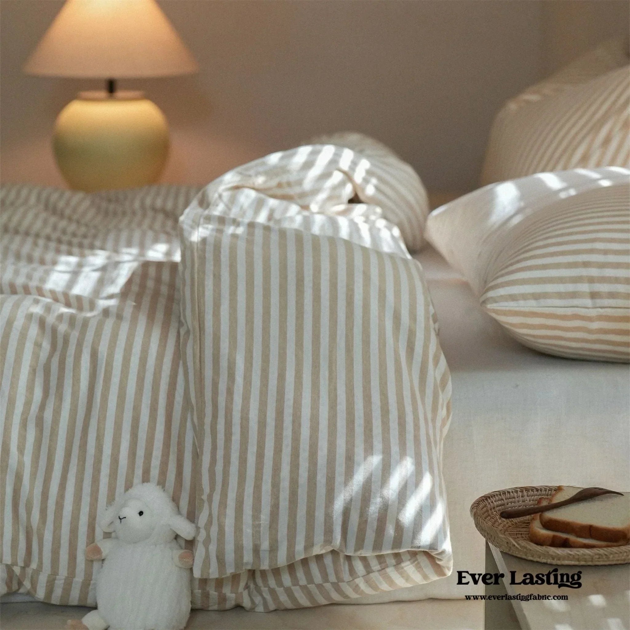 Wren Fresh Striped Jersey Knit Bedding Set / Green Ever Lasting