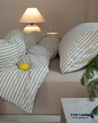Wren Fresh Striped Jersey Knit Bedding Set / Green Ever Lasting