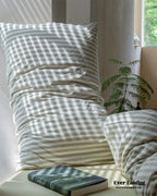 Wren Fresh Striped Jersey Knit Bedding Set / Green Ever Lasting