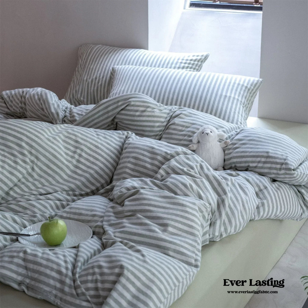 Wren Fresh Striped Jersey Knit Bedding Set / Green Ever Lasting