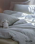 Wren Fresh Striped Jersey Knit Bedding Set / Green Ever Lasting