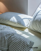 Wren Fresh Striped Jersey Knit Bedding Set / Green Ever Lasting