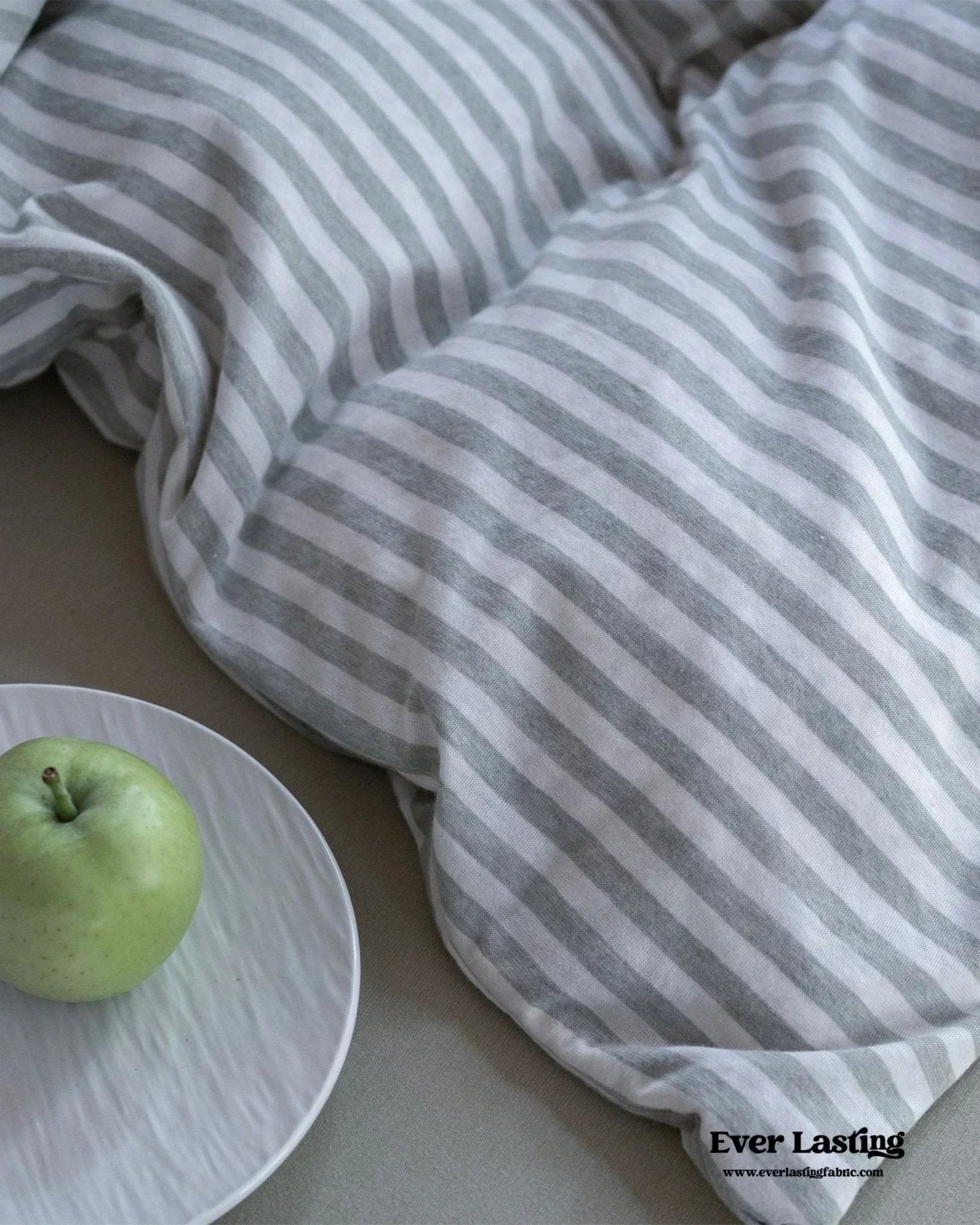 Wren Fresh Striped Jersey Knit Bedding Set / Green Ever Lasting