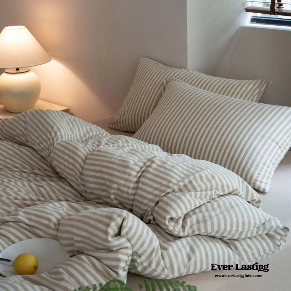 Wren Fresh Striped Jersey Knit Bedding Set / Green Ever Lasting