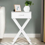 X-Shape 1 Drawer Nightstand End Side Table Storage in White