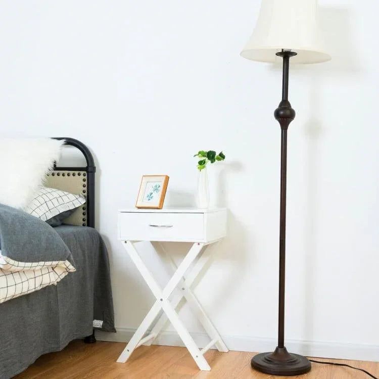 X-Shape 1 Drawer Nightstand End Side Table Storage in White