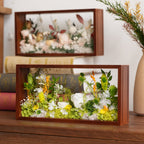 "Micro Landscape Frame" - Real Preserved Flower Mini Garden Shadow Box (Panoramic Desk Decor)