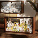 "Micro Landscape Frame" - Real Preserved Flower Mini Garden Shadow Box (Panoramic Desk Decor)