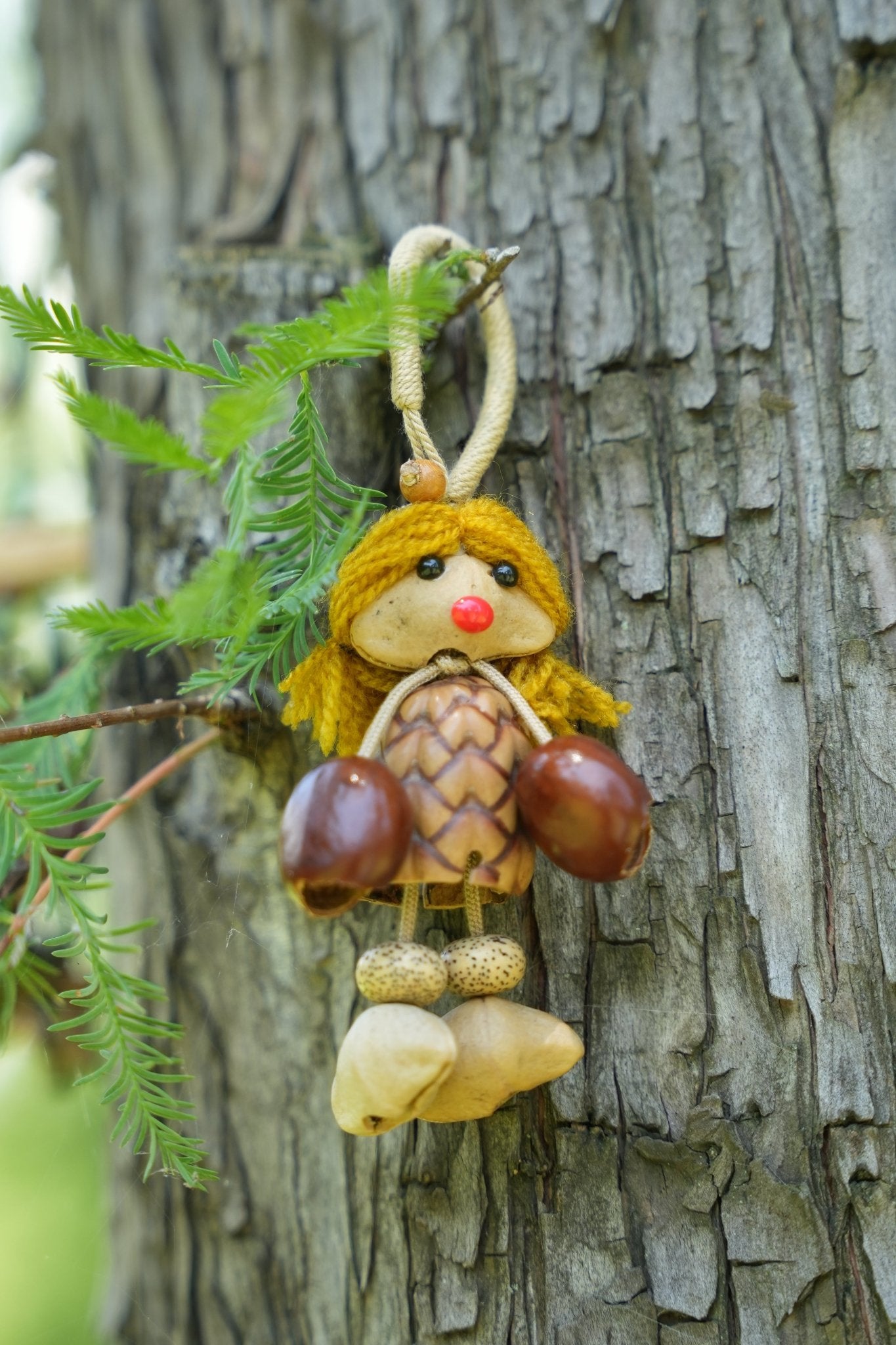 "Pinecone Pixie" Nut Shell Doll Charm