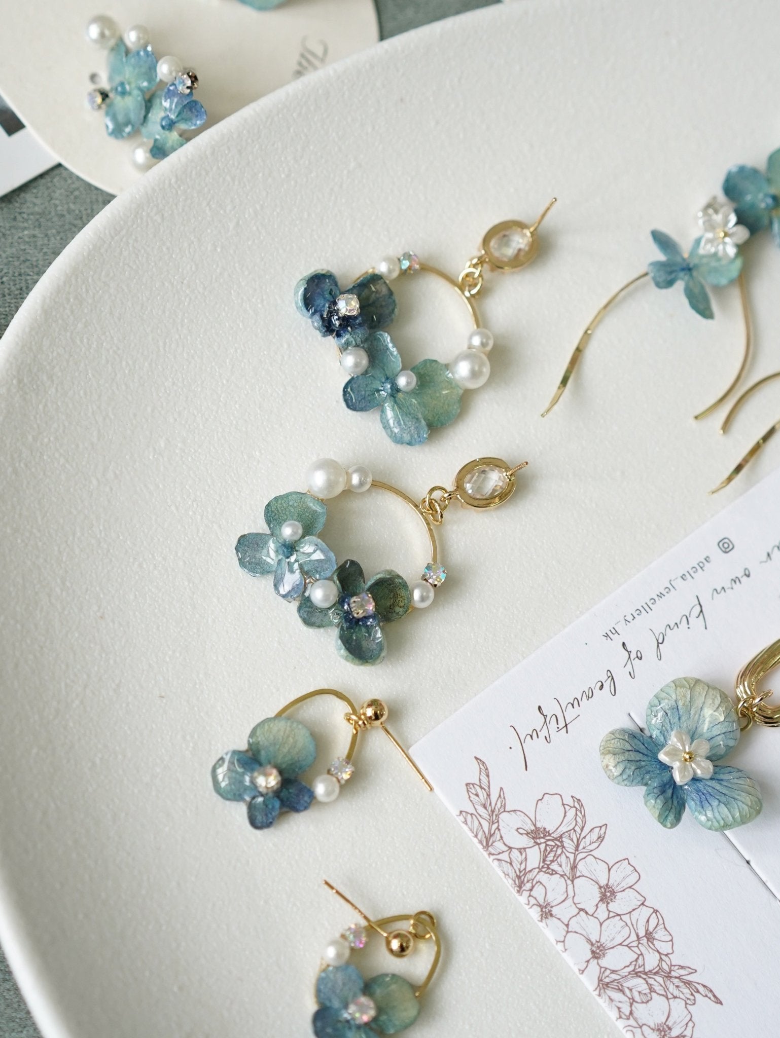 "Raindrop Waltz" Hydrangea Earrings