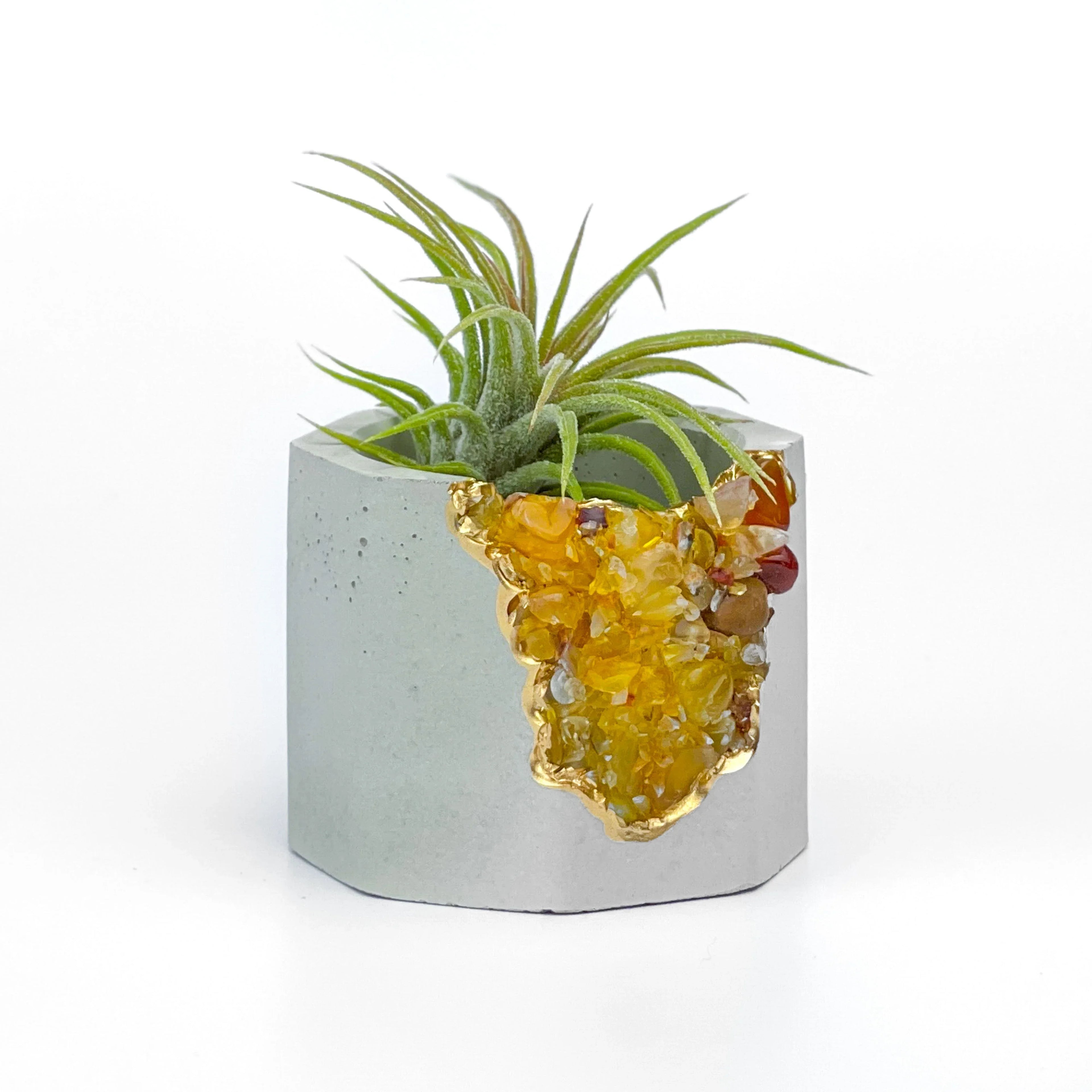 Yellow Agate Geode Planter with Natural Stone Layers, lifestyle image - House Of Avana