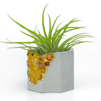 Yellow Agate Geode Planter with Natural Stone Layers, angled view - House Of Avana