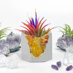 Yellow Agate Geode Planter with Natural Stone Layers, angled view - House Of Avana