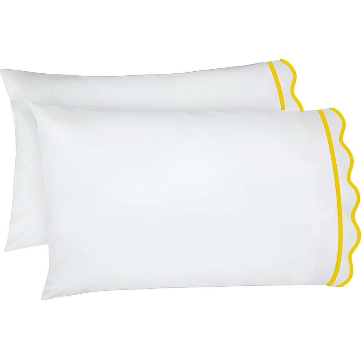 400TC Cotton Scallop Embroidery & Border Sateen Solid Pillowcases (Set Of 2) PushpLinen