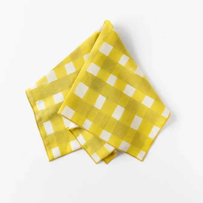 Yellow Cross-Hatch Linen Dinner Napkin | Artisan | Goldie Home