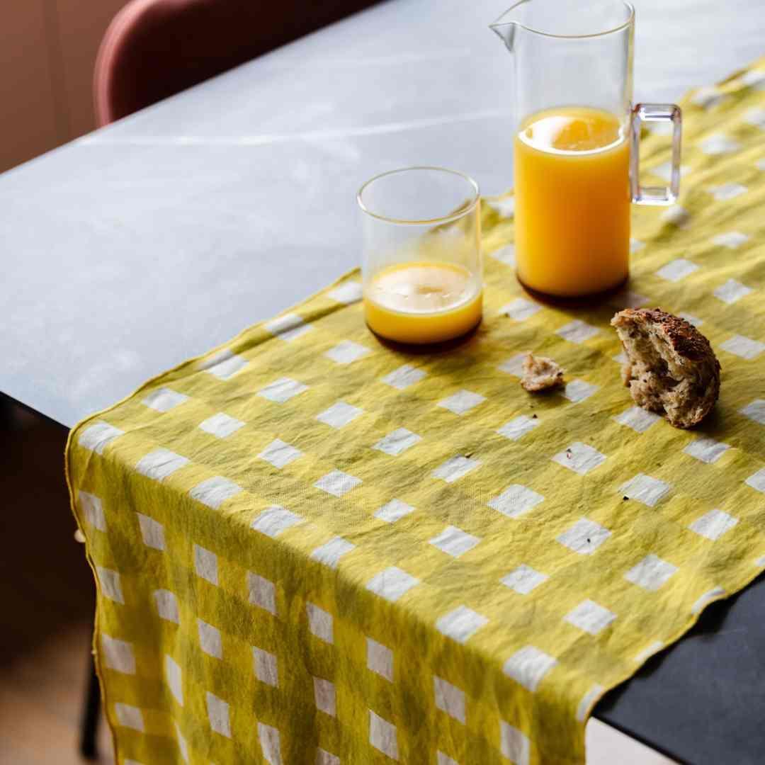 Yellow Cross Hatch Runner www.goldie-home.com