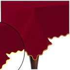 Scallop Embroidery Sateen Cotton Solid Table Cloth - Burgundy PushpLinen