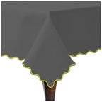 Scallop Embroidery Sateen Cotton Solid Table Cloth - Dark Grey PushpLinen