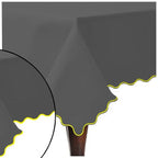 Scallop Embroidery Sateen Cotton Solid Table Cloth - Dark Grey PushpLinen