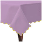 Scallop Embroidery Sateen Cotton Solid Table Cloth - Lilac PushpLinen