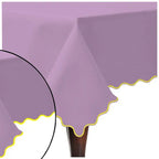 Scallop Embroidery Sateen Cotton Solid Table Cloth - Lilac PushpLinen