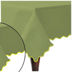 Scallop Embroidery Sateen Cotton Solid Table Cloth - Sage PushpLinen