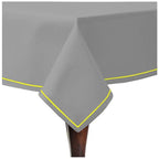 Single Embroidery Border Sateen Cotton Solid Table Cloth - Light Grey PushpLinen