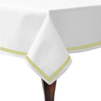 Triple Embroidery Border Sateen Cotton Solid Table Cloth PushpLinen