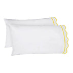 400TC Cotton Scallop Embroidery & Border Sateen Solid Sheet Set PushpLinen