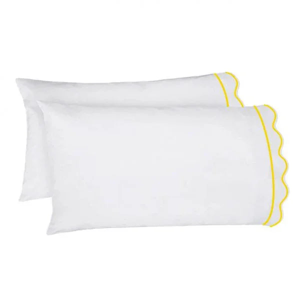 400TC Cotton Scallop Embroidery & Border Sateen Solid Sheet Set PushpLinen