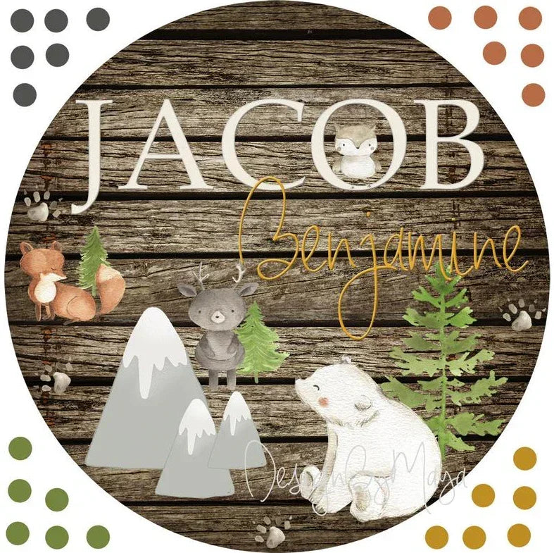 *you Create* - Wooden Themed Name Tag - Fabric Nursery Wall Art Decals - Personalized By You, close-up view - House Of Avana