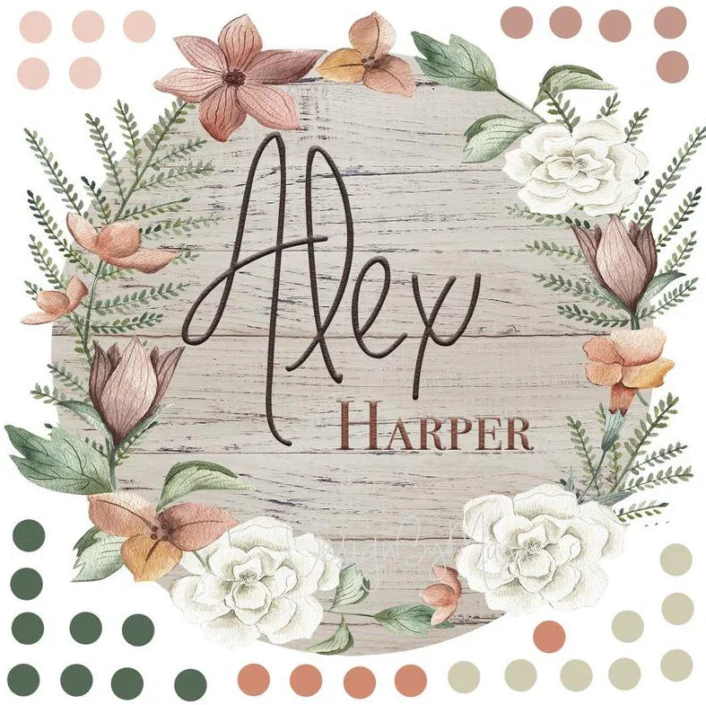 *you Create* - Wooden Themed Name Tag - Fabric Nursery Wall Art Decals - Personalized By You, angled view - House Of Avana