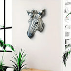 Hand-Painted Resin Boho Style Zebra Head Wall Hanging - Electricity-Free, Nordic Simple Design, No Feathers, Housewarming Gift for Home Decor - House Of Avana