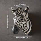 Hand-Painted Resin Boho Style Zebra Head Wall Hanging - Electricity-Free, Nordic Simple Design, No Feathers, Housewarming Gift for Home Decor - House Of Avana