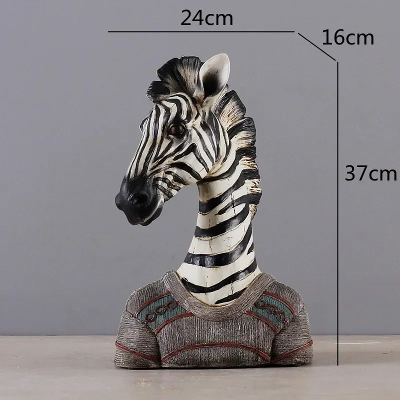 Zebra Head Statue - Black White Handcrafted, lifestyle image - House Of Avana