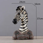 White and black zebra head statue, handcrafted decorative figure - House of Avana
