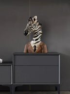 White and black zebra head statue, handcrafted decorative figure - House of Avana
