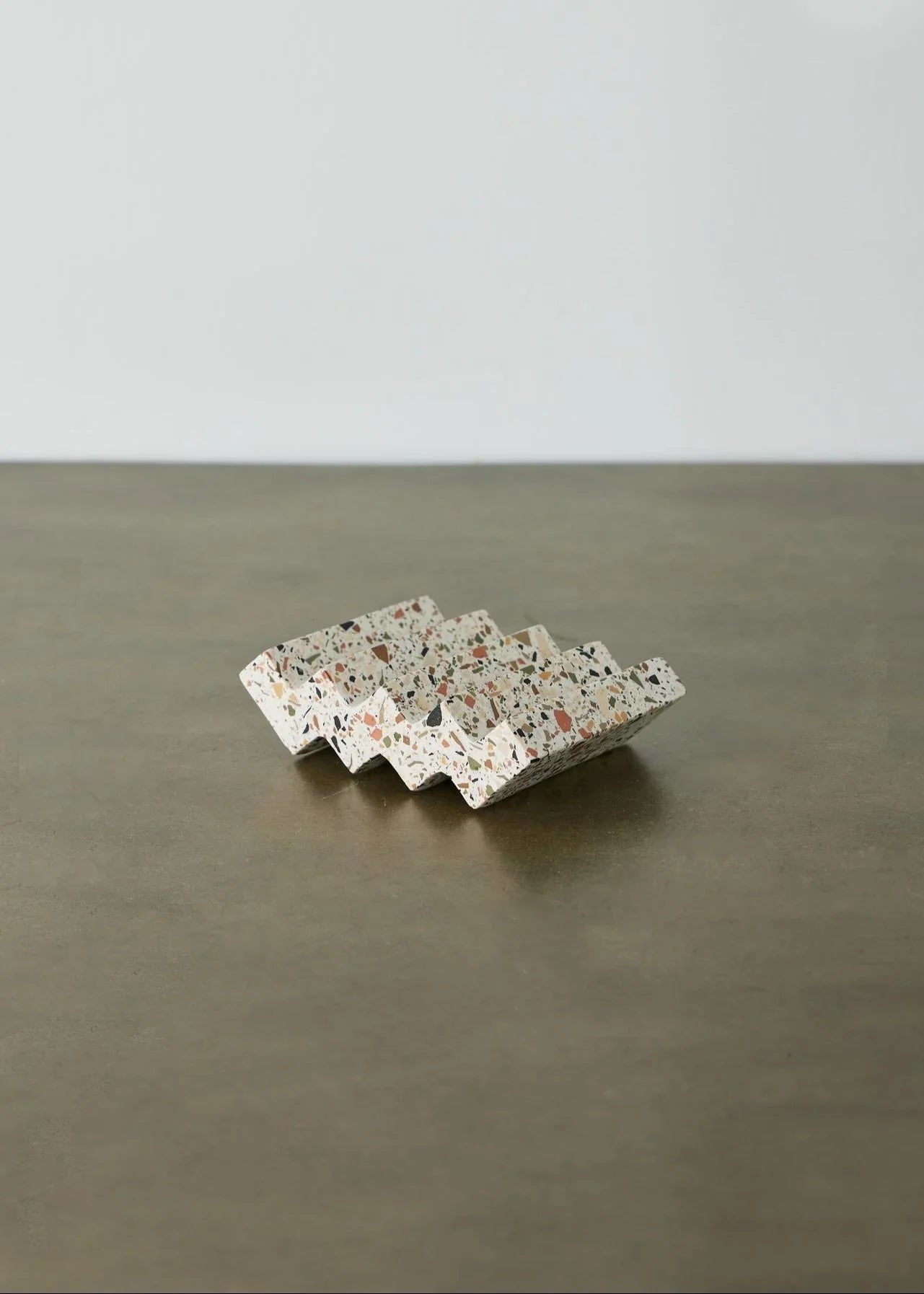 Zig-Zag Neutral Terrazzo Soap Dish Kanju Interiors