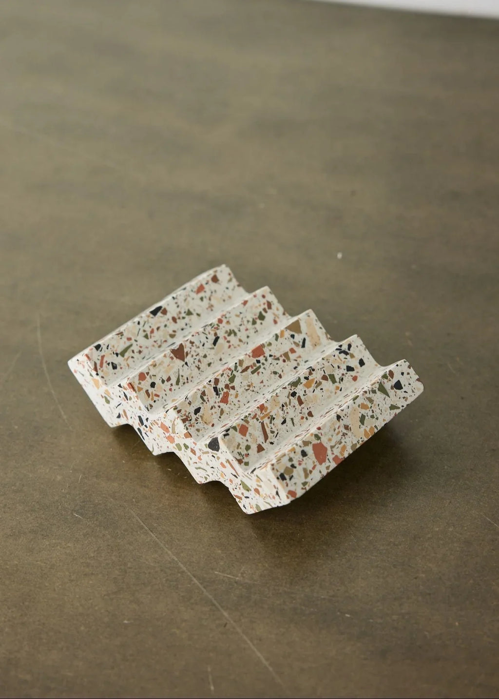 Zig-Zag Neutral Terrazzo Soap Dish Kanju Interiors