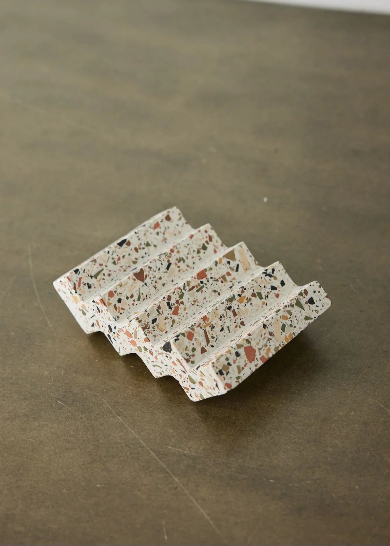 Zig-Zag Neutral Terrazzo Soap Dish Kanju Interiors