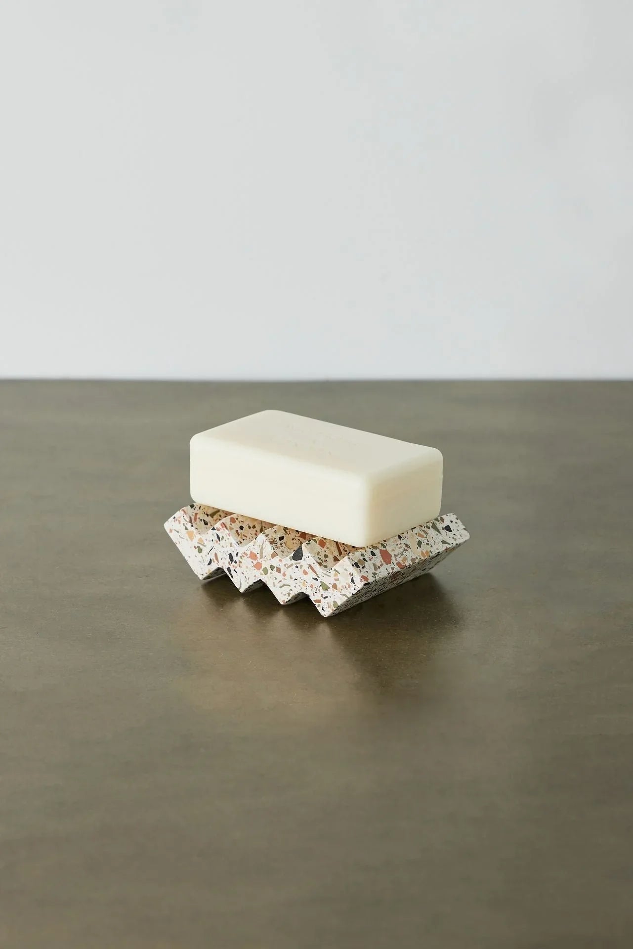 Zig-Zag Neutral Terrazzo Soap Dish Kanju Interiors
