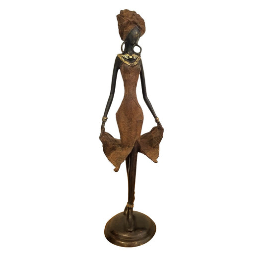 African Bronze Sculpture of a Female Dancer in Red | House of Avana