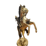 West African Vintage Hand Cast Bronze Golden Horse with a Rider from Burkina Faso
