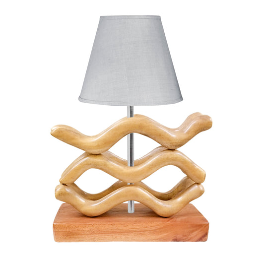 Handcarved Teakwood Wave Table Lamp | House of Avana