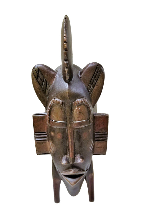 West African Vintage Tribal Ivory Coast Senufo Passport Kalao Mask L09cm x W06cm x H23cm - Mask Wall Decor